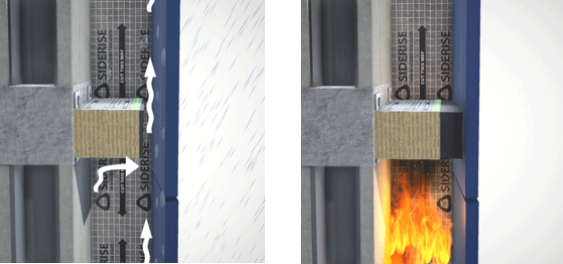 سیستم آتشبند و دودبند نمای Curtain Wall به روش خشک ( Siderise)